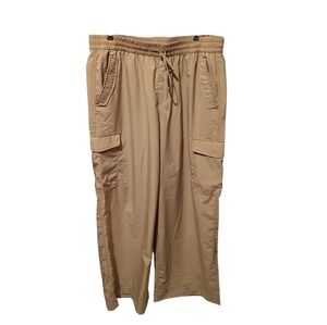 Old Navy StretchTech Quick Dry Cargo Tan Draw String Wide Leg Pants Size Large